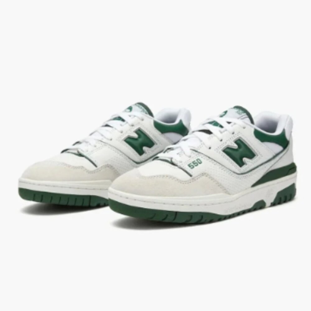 New Balance 550 (White/Green, US 6.5 M)